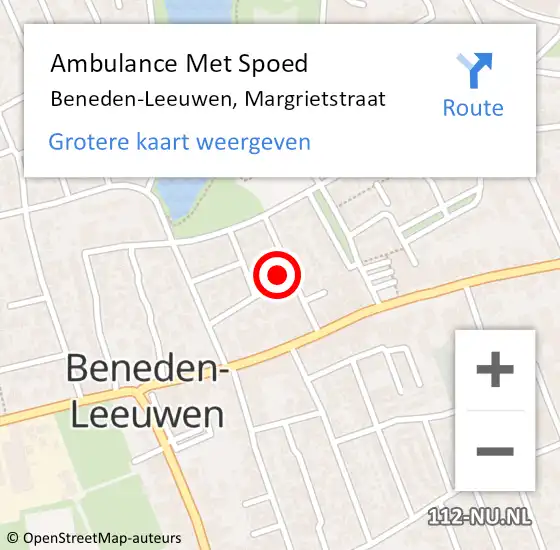 Locatie op kaart van de 112 melding: Ambulance Met Spoed Naar Beneden-Leeuwen, Margrietstraat op 16 januari 2014 20:53