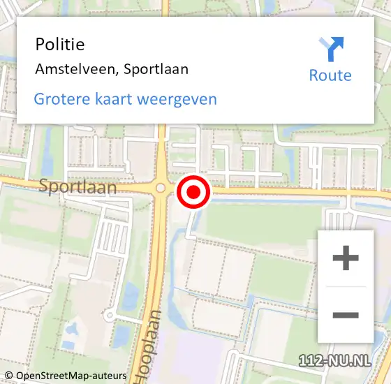 Locatie op kaart van de 112 melding: Politie Amstelveen, Sportlaan op 11 april 2017 20:43