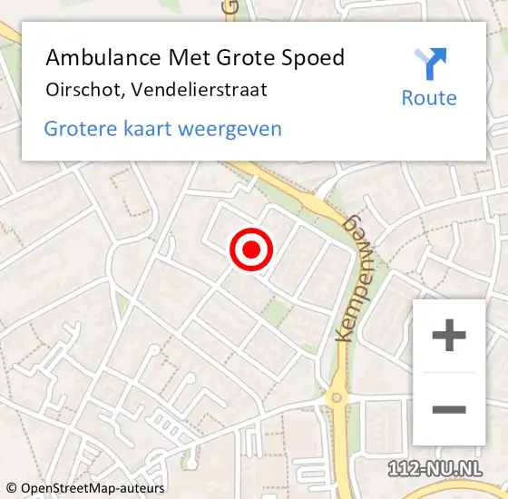 Locatie op kaart van de 112 melding: Ambulance Met Grote Spoed Naar Oirschot, Vendelierstraat op 11 april 2017 20:48