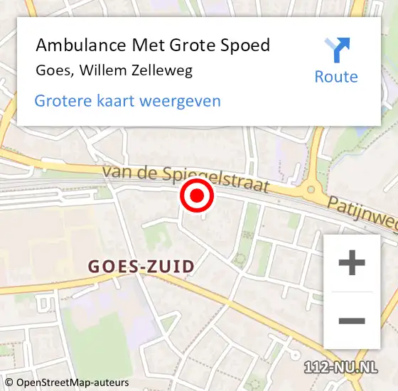 Locatie op kaart van de 112 melding: Ambulance Met Grote Spoed Naar Goes, Willem Zelleweg op 11 april 2017 21:28