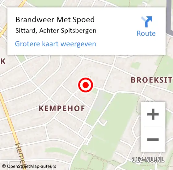 Locatie op kaart van de 112 melding: Brandweer Met Spoed Naar Sittard, Achter Spitsbergen op 11 april 2017 21:42