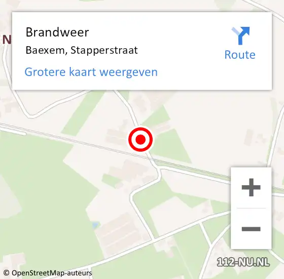 Locatie op kaart van de 112 melding: Brandweer Baexem, Stapperstraat op 11 april 2017 22:08