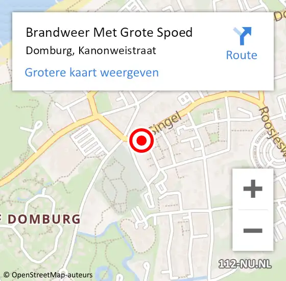 Locatie op kaart van de 112 melding: Brandweer Met Grote Spoed Naar Domburg, Kanonweistraat op 11 april 2017 22:40