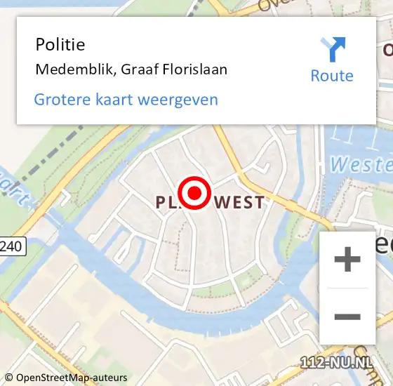 Locatie op kaart van de 112 melding: Politie Medemblik, Graaf Florislaan op 11 april 2017 22:42