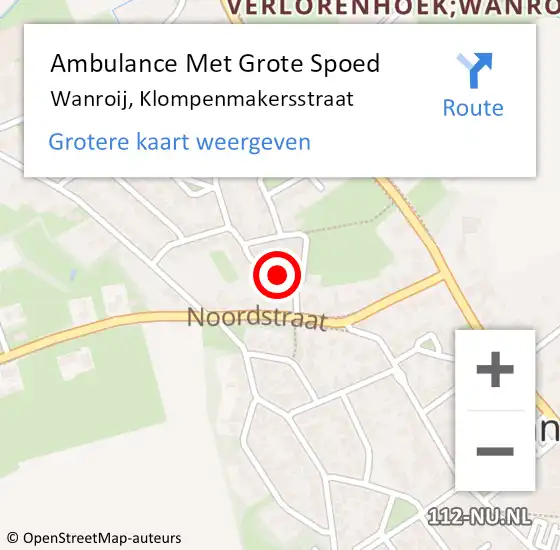 Locatie op kaart van de 112 melding: Ambulance Met Grote Spoed Naar Wanroij, Klompenmakersstraat op 11 april 2017 22:48