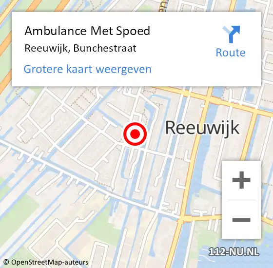 Locatie op kaart van de 112 melding: Ambulance Met Spoed Naar Reeuwijk, Bunchestraat op 11 april 2017 23:32