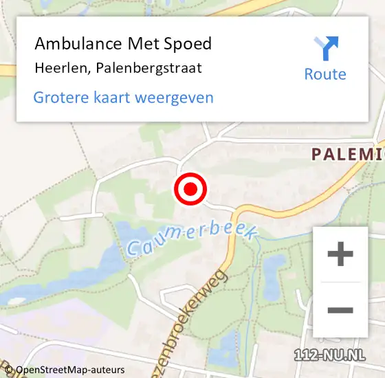 Locatie op kaart van de 112 melding: Ambulance Met Spoed Naar Heerlen, Palenbergstraat op 16 januari 2014 21:17