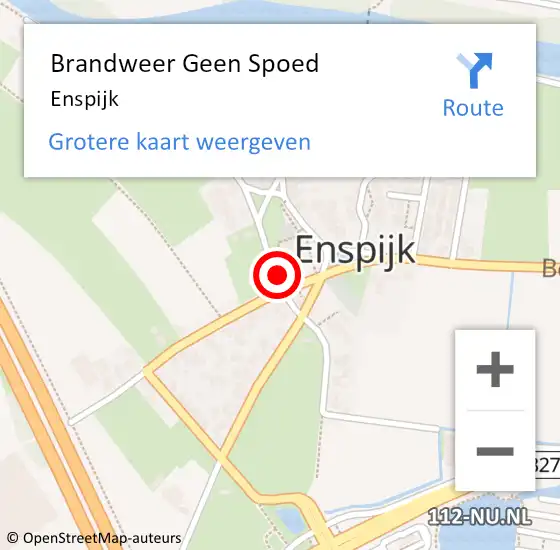 Locatie op kaart van de 112 melding: Brandweer Geen Spoed Naar Enspijk op 11 april 2017 23:53