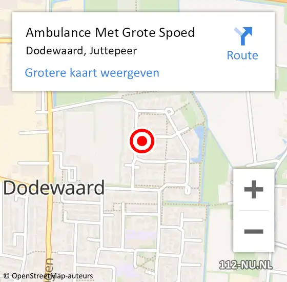 Locatie op kaart van de 112 melding: Ambulance Met Grote Spoed Naar Dodewaard, Juttepeer op 12 april 2017 01:13