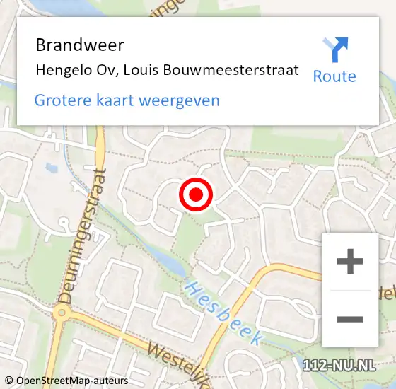 Locatie op kaart van de 112 melding: Brandweer Hengelo Ov, Louis Bouwmeesterstraat op 12 april 2017 03:47