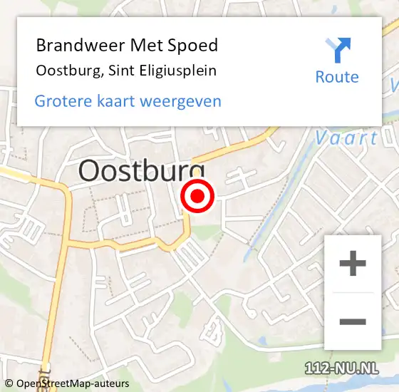 Locatie op kaart van de 112 melding: Brandweer Met Spoed Naar Oostburg, Sint Eligiusplein op 12 april 2017 05:33