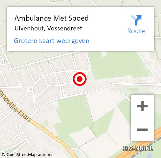 Locatie op kaart van de 112 melding: Ambulance Met Spoed Naar Ulvenhout, Vossendreef op 12 april 2017 06:10