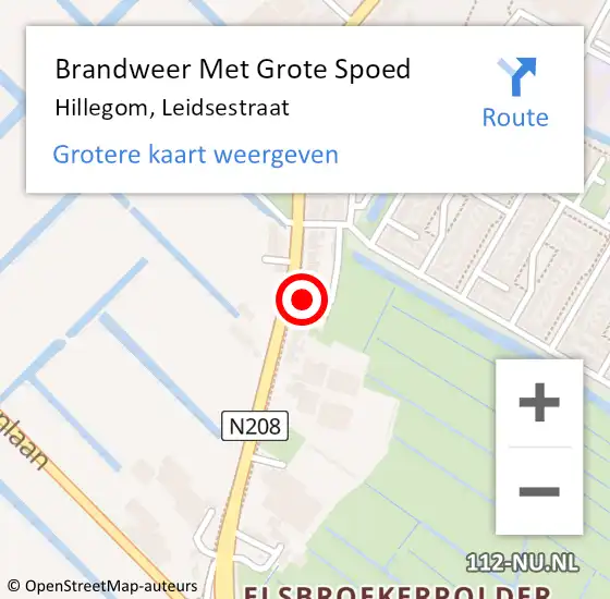 Locatie op kaart van de 112 melding: Brandweer Met Grote Spoed Naar Hillegom, Leidsestraat op 16 januari 2014 21:47