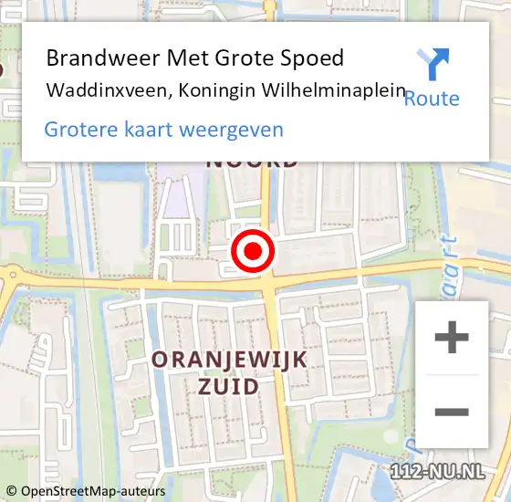 Locatie op kaart van de 112 melding: Brandweer Met Grote Spoed Naar Waddinxveen, Koningin Wilhelminaplein op 12 april 2017 08:14