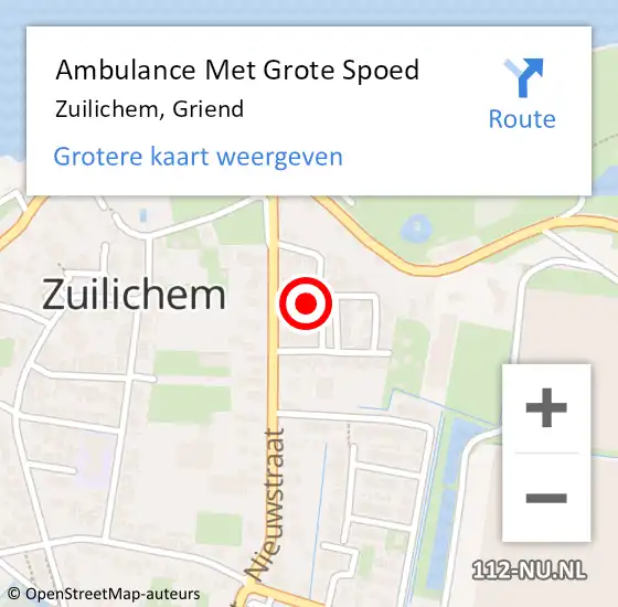 Locatie op kaart van de 112 melding: Ambulance Met Grote Spoed Naar Zuilichem, Griend op 12 april 2017 08:33