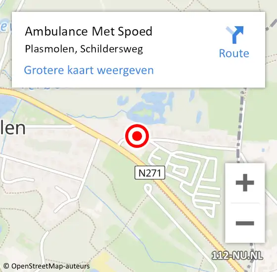 Locatie op kaart van de 112 melding: Ambulance Met Spoed Naar Plasmolen, Schildersweg op 12 april 2017 08:39