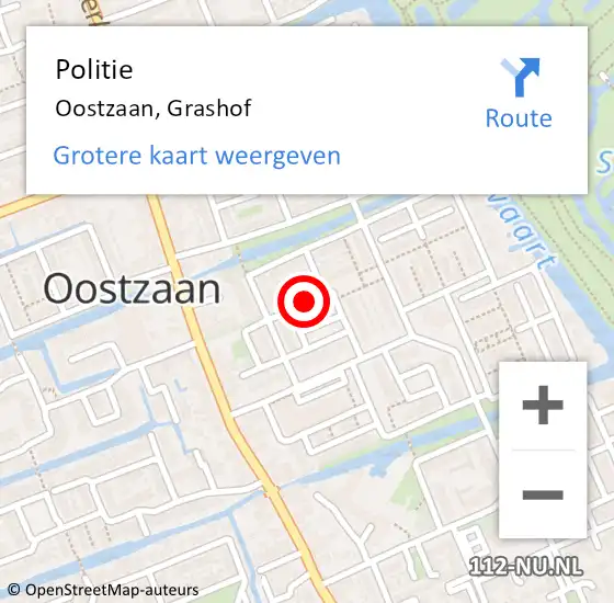 Locatie op kaart van de 112 melding: Politie Oostzaan, Grashof op 12 april 2017 08:50