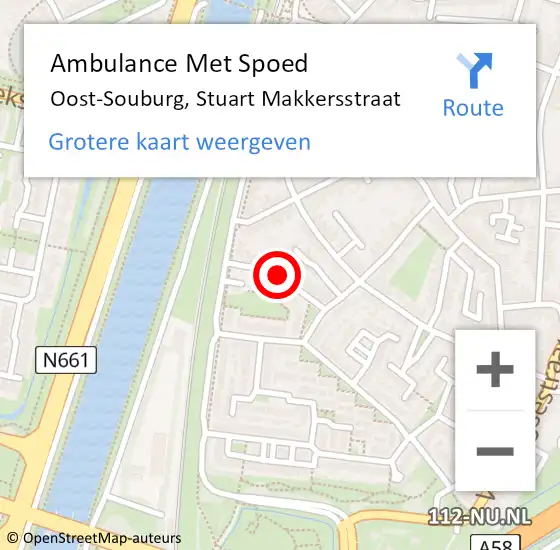 Locatie op kaart van de 112 melding: Ambulance Met Spoed Naar Oost-Souburg, Stuart Makkersstraat op 12 april 2017 08:53