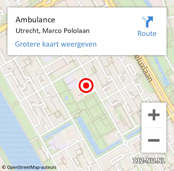 Locatie op kaart van de 112 melding: Ambulance Utrecht, Marco Pololaan op 12 april 2017 09:13