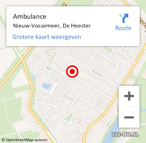 Locatie op kaart van de 112 melding: Ambulance Nieuw-Vossemeer, De Heester op 12 april 2017 09:18