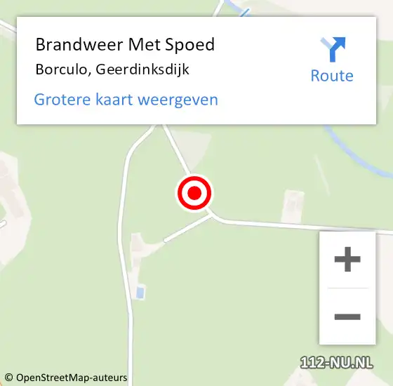 Locatie op kaart van de 112 melding: Brandweer Met Spoed Naar Borculo, Geerdinksdijk op 12 april 2017 09:39