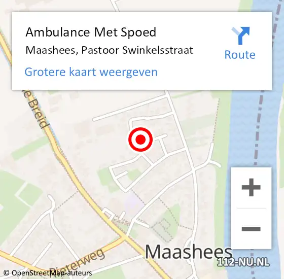 Locatie op kaart van de 112 melding: Ambulance Met Spoed Naar Maashees, Pastoor Swinkelsstraat op 12 april 2017 09:49