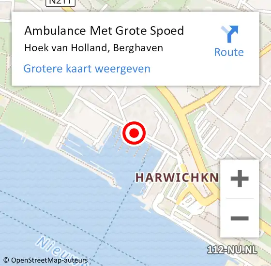 Locatie op kaart van de 112 melding: Ambulance Met Grote Spoed Naar Hoek van Holland, Berghaven op 12 april 2017 10:07