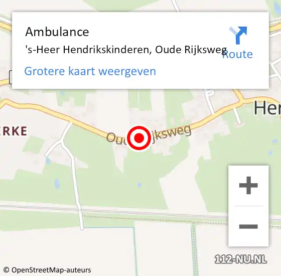 Locatie op kaart van de 112 melding: Ambulance 's-Heer Hendrikskinderen, Oude Rijksweg op 12 april 2017 11:04