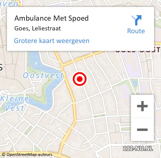 Locatie op kaart van de 112 melding: Ambulance Met Spoed Naar Goes, Leliestraat op 12 april 2017 11:27