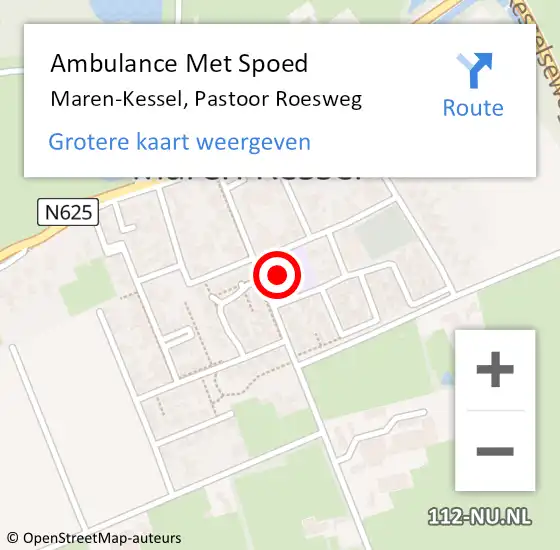 Locatie op kaart van de 112 melding: Ambulance Met Spoed Naar Maren-Kessel, Pastoor Roesweg op 12 april 2017 12:40