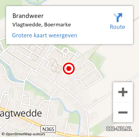 Locatie op kaart van de 112 melding: Brandweer Vlagtwedde, Boermarke op 12 april 2017 13:36