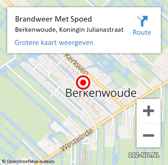 Locatie op kaart van de 112 melding: Brandweer Met Spoed Naar Berkenwoude, Koningin Julianastraat op 12 april 2017 13:42