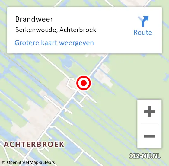 Locatie op kaart van de 112 melding: Brandweer Berkenwoude, Achterbroek op 12 april 2017 13:47