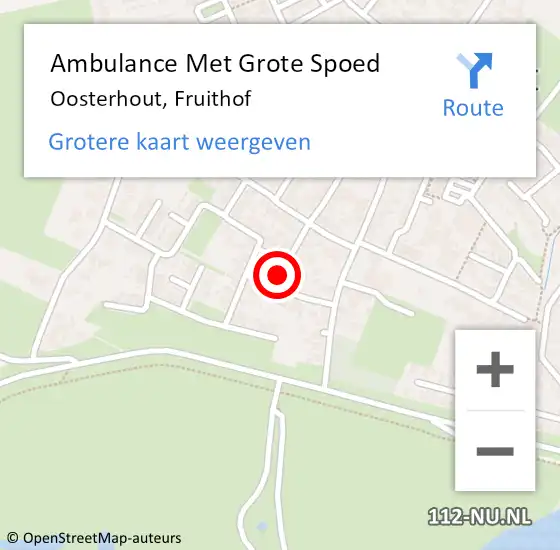 Locatie op kaart van de 112 melding: Ambulance Met Grote Spoed Naar Oosterhout, Fruithof op 12 april 2017 13:50