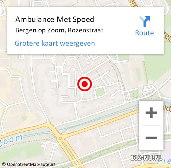 Locatie op kaart van de 112 melding: Ambulance Met Spoed Naar Bergen op Zoom, Rozenstraat op 12 april 2017 14:10