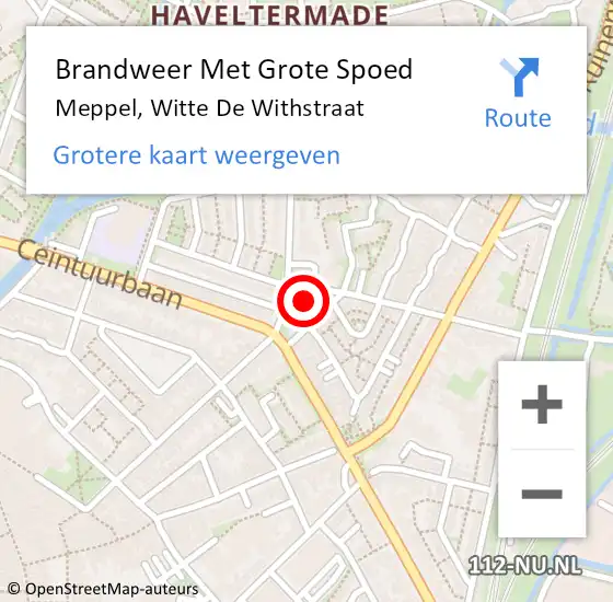 Locatie op kaart van de 112 melding: Brandweer Met Grote Spoed Naar Meppel, Witte De Withstraat op 12 april 2017 15:49