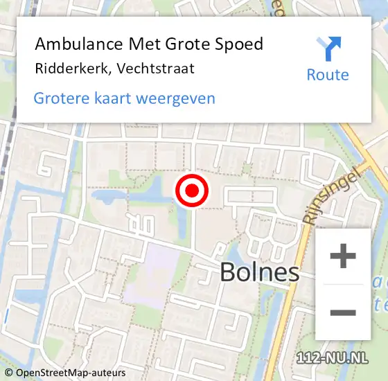 Locatie op kaart van de 112 melding: Ambulance Met Grote Spoed Naar Ridderkerk, Vechtstraat op 12 april 2017 15:51