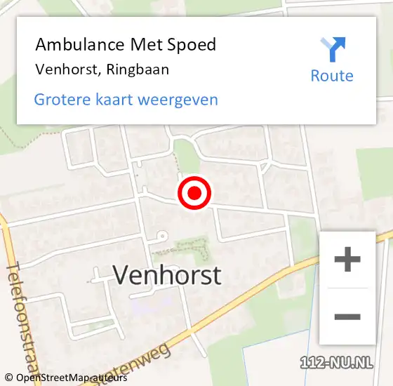 Locatie op kaart van de 112 melding: Ambulance Met Spoed Naar Venhorst, Ringbaan op 12 april 2017 16:06