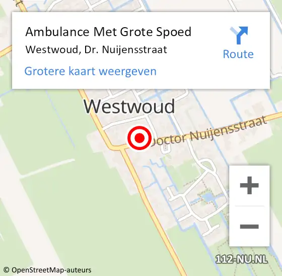 Locatie op kaart van de 112 melding: Ambulance Met Grote Spoed Naar Westwoud, Dr. Nuijensstraat op 16 januari 2014 23:27