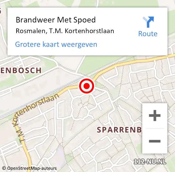 Locatie op kaart van de 112 melding: Brandweer Met Spoed Naar Rosmalen, T.M. Kortenhorstlaan op 12 april 2017 16:33