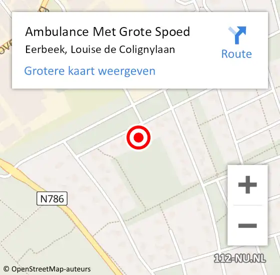 Locatie op kaart van de 112 melding: Ambulance Met Grote Spoed Naar Eerbeek, Louise de Colignylaan op 12 april 2017 16:45