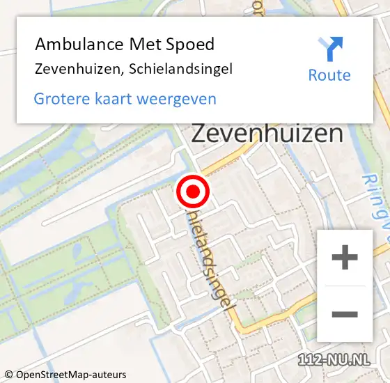 Locatie op kaart van de 112 melding: Ambulance Met Spoed Naar Zevenhuizen, Schielandsingel op 12 april 2017 16:48