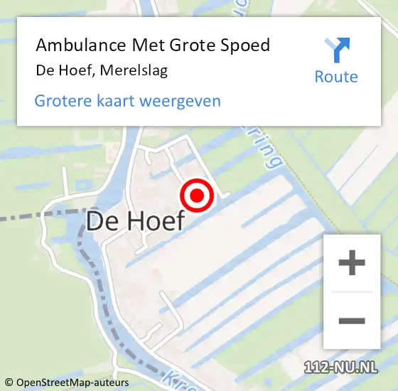 Locatie op kaart van de 112 melding: Ambulance Met Grote Spoed Naar De Hoef, Merelslag op 12 april 2017 16:52