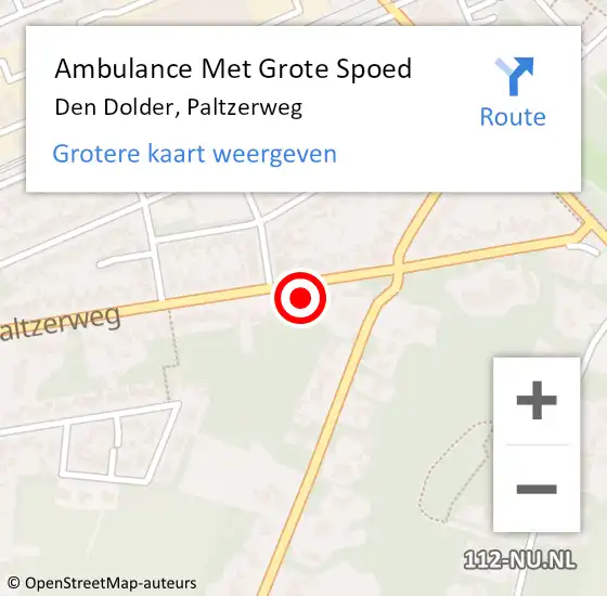 Locatie op kaart van de 112 melding: Ambulance Met Grote Spoed Naar Den Dolder, Paltzerweg op 12 april 2017 17:25