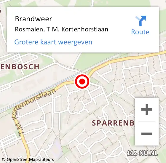 Locatie op kaart van de 112 melding: Brandweer Rosmalen, T.M. Kortenhorstlaan op 12 april 2017 17:49