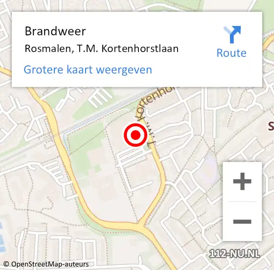 Locatie op kaart van de 112 melding: Brandweer Rosmalen, T.M. Kortenhorstlaan op 12 april 2017 17:53