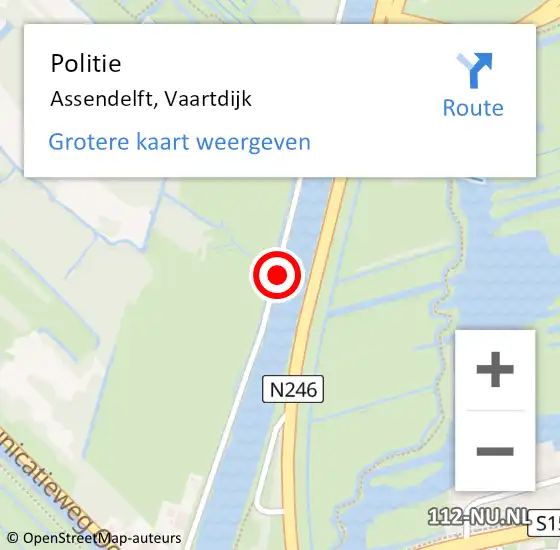 Locatie op kaart van de 112 melding: Politie Assendelft, Vaartdijk op 12 april 2017 18:28