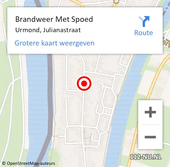 Locatie op kaart van de 112 melding: Brandweer Met Spoed Naar Urmond, Julianastraat op 12 april 2017 18:33