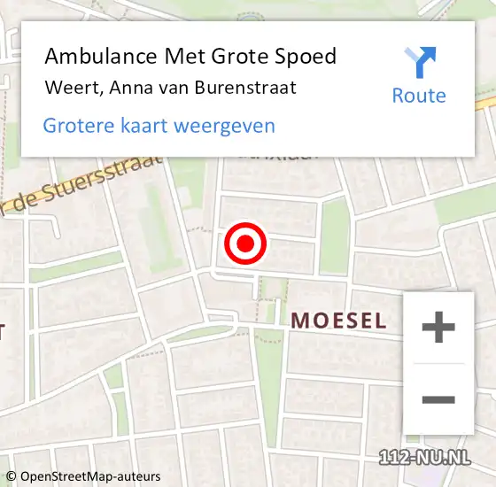 Locatie op kaart van de 112 melding: Ambulance Met Grote Spoed Naar Weert, Anna van Burenstraat op 12 april 2017 18:38