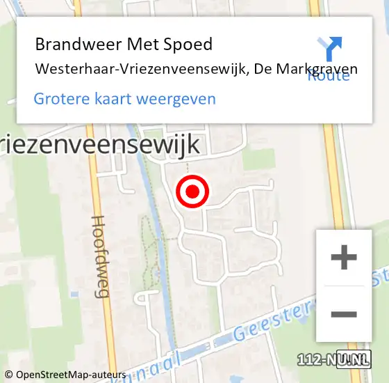 Locatie op kaart van de 112 melding: Brandweer Met Spoed Naar Westerhaar-Vriezenveensewijk, De Markgraven op 12 april 2017 18:59